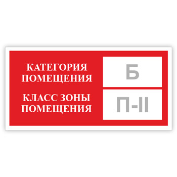 Знак «Категория помещения, класс зоны помещения», B05.2 (светоотражающий пластик, 200х100 мм)